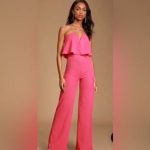 Adorable Lulus hot pink jumpsuit! Super stretchy & comfortable. Only wore once!